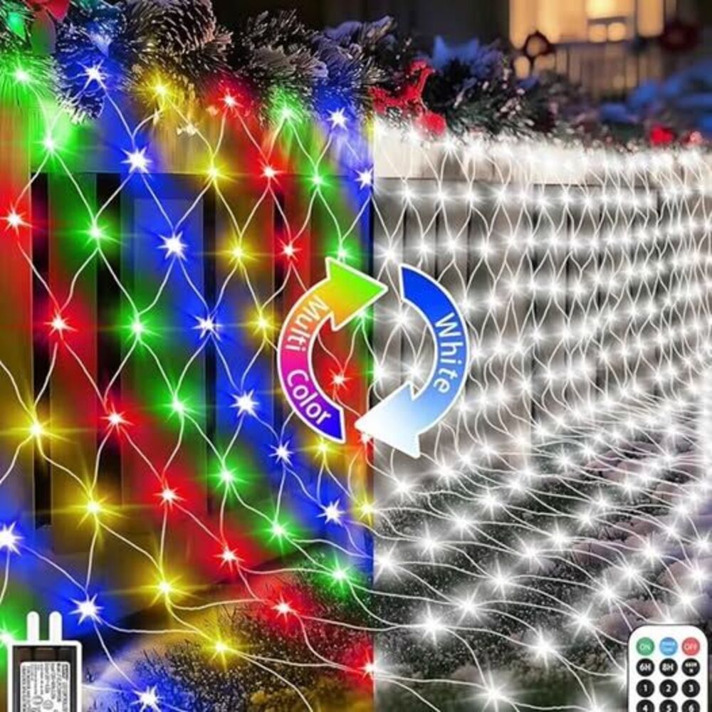 Christmas Net Lights Cool White/Multicolor NEW